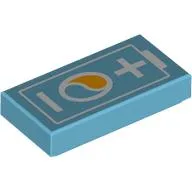 Tile 1 x 2 with White Battery print