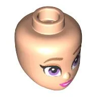 Minidoll Head with Dark Tan Eyebrows, Lavender Eyes, Coral Lips print