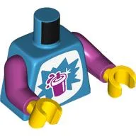 Torso, Magenta Cup, Straw Dark Azure Explosion, White Background print, Magenta Arms, Yellow Hands