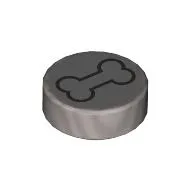 Tile 1 x 1 Round with Black Bone print