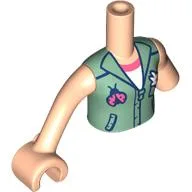 Minidoll Torso with Left Limb Reduction with Sand Green Shirt, Flower, Ladybug, White Shirt, Coral Trim print, Light Nougat Arms and Hand