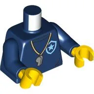 Torso, Bright Light Blue Police Badge, Whistle print, Dark Blue Arms, Yellow Hands