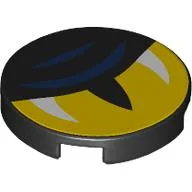 Tile Round 2 x 2 with Yellow Eye, Dark Blue Stripes print
