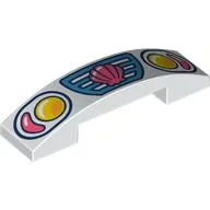 Brick Curved 4 x 1 Double with No Studs with Car Grill, Headlights, Coral Shell print