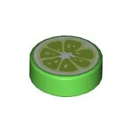 Tile Round 1 x 1 with Lime Wedge print