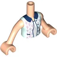 Minidoll Torso Girl with Light Aqua Jacket, Lavender Decorations, Dark Blue Trim, White Shirt print, Light Nougat Arms and Hands