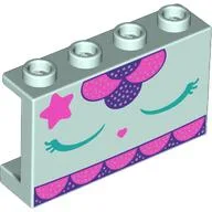 Panel 1 x 4 x 2 with Dark Pink Star, Dark Turquoise Eyes, Dark Purple Decorations print