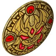 Shield Round Bowed with Gold Dragon, Red Eyes, Fans print