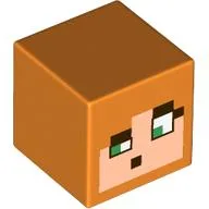 Minifig Head Special, Cube with Minecraft Alex, One Eye Wide Open print