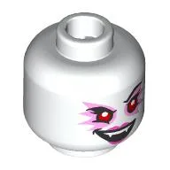 Minifig Head Never Witch, Red Eyes, Bright Pink Eyeshadow, Magenta Lips, Fanged Teeth / Large Magenta Triganle Marking Print