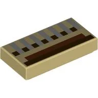 Tile 1 x 2 with Light Bluish Grey, Nougat, Dark brown Rectangles print