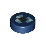 Tile Round 1 x 1 with Blue Squares, Pixelated Eye of Ender print
