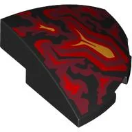Brick Round Corner, Curved 3 x 3 x 1 Quarter Circle with Red and Yellow Flames print