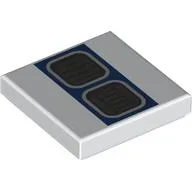 Tile 2 x 2 with 2 Dark Bluish Grey Grilles, Light Bluish Grey Border, Dark Blue Background print