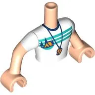 Minidoll Torso Man with Whistle, Orange Tent, Dark Blue Trees, Dark Turquoise Sky, Ground print, Light Nougat Arms and Hands