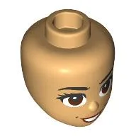 Minidoll Head Black Eyebrows, Reddish Brown Eyes, Peach Lips, Cheeck Dimples Print