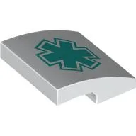 Brick Curved 2 x 2 x 2/3 with Dark Turquoise Star of Life print