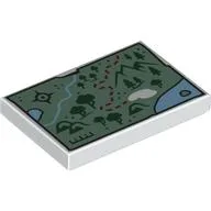 Tile 2 x 3 with Map, Sand Green Ground, Dark Green Markings, Dark Red Trail print