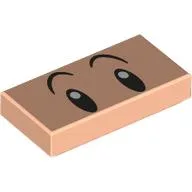 Tile 1 x 2 with Black Eyes, Raised Eyebrows, White Pupils print