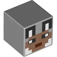 Minifig Head Special, Cube with Pixelated Wolf Hero Face Print