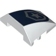 Brick Wedged, Curved 4 x 3 No Studs with Silver Police Badge on Dark Blue Background print