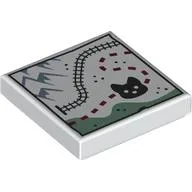 Tile 2 x 2 with Arctic Map, Train Tracks, Mountains, Fox print