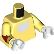 Torso, White Fur on Chest, Black Wings, Tail on Back, Gold/Red Bracelets print, Bright Light Yellow Arms, White Hands