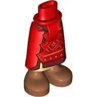 Minidoll Hips and Skirt with Ankles with Tan Decorations, Dark Red Trim, Siena Brown Feet print