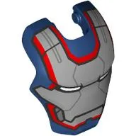 Headwear Accessory Visor Top Hinge, Rounded with Silver Mask, Red Border, White Eyes (Iron Patriot) print