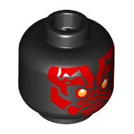 Minifig Head Darth Maul, Red Face, Yellow Eyes Print