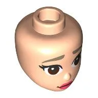 Minidoll Head, Dark Tan Eyebrows, Dark Brown Eyes, Coral Lips