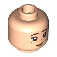 Minifig Head Dorothy Gale, Reddish Brown Eyebrows, Peach Lips, Freckles, Smile / Shocked