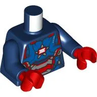 Torso, Blue/Red/Silver Armor (Iron Patriot) print, Dark Blue Arms, Red Hands