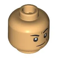 Minifig Head Black Eyebrows, Smirk, Raised Eyebrow Print