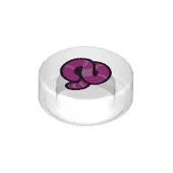 Tile Round 1 x 1 with Dark Pink Worm print