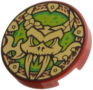 Tile Round 2 x 2 with Gold Creature on Lime/Bright Green Background print