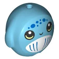Pillow Plush Toy with Narwhal, White Chest, Dark Blue Dots print