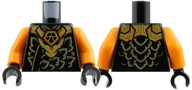 Torso Ninja Robe, Orange and Dark Bluish Grey Scales, Gold Dragon print, Orange Arms, Black Hands with