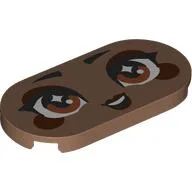 Tile Round 2 x 4 with Face, Brown Eyes, Reddish Brown Eyeshadow, Cheeks, Lips print