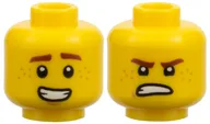 Minifig Head Jay, Reddish Brown Eyebrows, Freckles, Open Mouth Smile / Angry Teeth