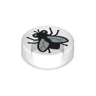 Tile Round 1 x 1 with Fly print