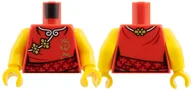 Torso, Tunic, White Trim, Gold Flowers, Symbols, Dark Red Sash print, Yellow Arms and Hands