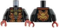 Torso, Robe, Dark Red Gold Lapel, Dark Bluish Grey Shirt, Gold Pendant, Gold Dragon on Back print, Black Arms, Dark Red Hands