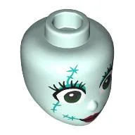 Minidoll Head, Green Eyes, Dark Turquoise Eyeshadow, Stitches, Dark Red Lips