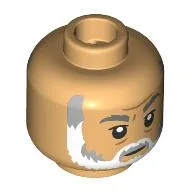 Minifig Head Imperial Remnant Warlord, Dark Bluish Grey Eyebrows, Dark Bluish Grey/White Beard, Neutral / Open Mouth Scared