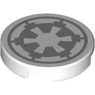 Tile Round 2 x 2 with Light Bluish Grey Imperial Symbol print