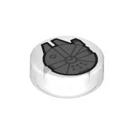 Tile Round 1 x 1 with Millennium Falcon Print