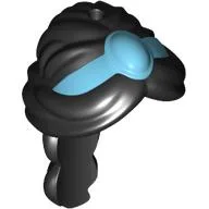 Hair Long with Hole on Top - Ponytail Braided with 2 Bands with Medium Azure Tiara pattern
