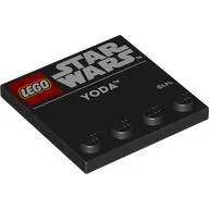 Plate Special 4 x 4 with Studs on One Edge with 'LEGO STAR WARS', 'YODA' print
