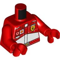 Torso Racing Suit, White Panels, Vodaphone, Shell, and Ferrari Logos Print, Red Arms and Hands